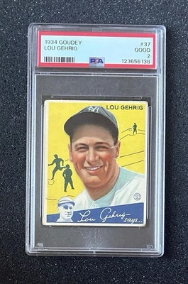 1934 Goudey - #37 Lou Gehrig - PSA 2 (Grau Fresco) - Imagem 1 de 2