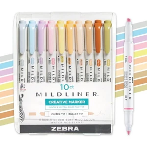 Zebra Pen Mildliner Double-Ended Highlighter Set, Chisel and Bullet Point Tips, - Picture 1 of 9