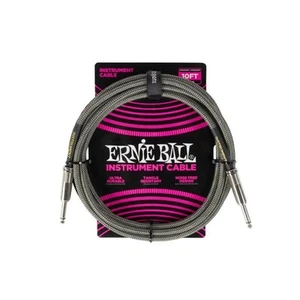 SILVER 10' SILVER FOX BRAIDED INST. CABLE ERNIE BALL 6429 STRAIGHT/STRAIGHT - Picture 1 of 8