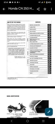 Manuale di officina Honda cn 250 Spazio Workshop Manual Helix Fusion 250 - Immagine 1 di 4