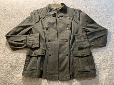 Chaqueta militar para mujer XL verde militar cuello mandarín bolsillos de algodón grunge punk Foto 1 de 4