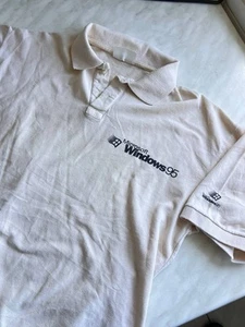 90s Microsoft Windows 95 Size L Poloshirt Vintage Button Tee Shirt - Bild 1 von 6