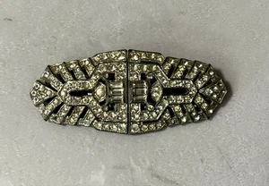Antique Coro Duette Art Deco Rhinestone Pin Brooch 2.75" Convertible Dress Clips - Picture 1 of 5