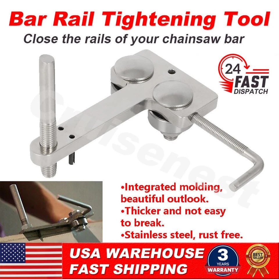 CRUISENEST STAINLESS Chainsaw Bar Rail Tightening Repair Tool Bar Maintenance Close Rail US