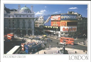 PICCADILLY CIRCUS, London - Vintage POSTCARD - Picture 1 of 2