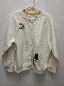 Vintage Shenanigans XL 52" x 27" Strickjacke Knopfleiste 60/40 bestickt - Bild 1 von 15