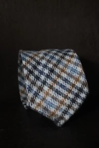 Corbata delgada E. G. Cappelli Napoli azul a cuadros distrito lana tweed sin punta - Imagen 1 de 10