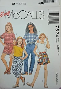 McCall's 7624 Girls Shorts Shirts Size 7-10 New Envelope Damage - Picture 1 of 6