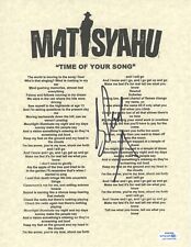 Matisyahu Signed Autograph Time of Your Song Lyric Sheet Rapper Hip Hop ACOA COA
