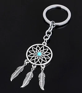 Porte Clé  Clef Attrape Rêve Rêves Dream Catcher Plumes Keyring FRANÇAIS - Photo 1/3