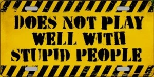 Does Not Play Well Novelty Metal License Plate Tag - Picture 1 of 1