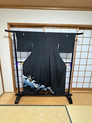 Kimono japonés vintage - Tomesodo negro Foto 1 de 4