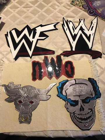 WWE WWF NWO WCW WRESTLING VINTAGE SIGN PLACARD STONE COLD ROCK WOLFPAC RARE LOT Cover