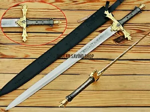 Custom Handmade 40" Long Medieval Knight Templar Steel Blade Sword with Cover. - Picture 1 of 9