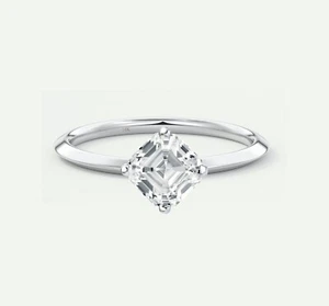 2/3 Ct Turned Asscher F/VS Lab Created Grown Diamond Ring Solid 14K White Gold - Picture 1 of 1
