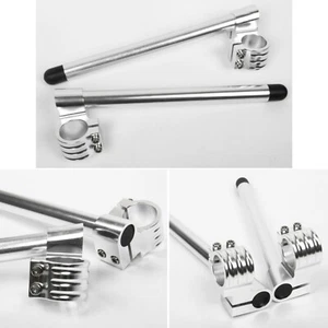 Manillar de horquilla con clip elevado de 37 mm para Kawasaki Ninja 300R 2013-2014 CNC plateado - Imagen 1 de 4