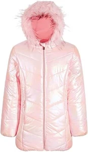 Rothschild Girls Pink Puffer Coat W/Faux Fur Hood Trim Size 5/6 7/8 10/12 14 16 - Picture 1 of 1