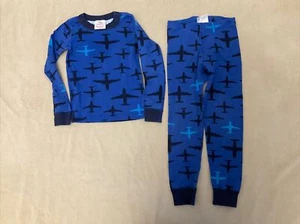 Hanna Andersson Pajama Set 110 Boys Girls 5 Airplanes Organic Cotton Blue - Picture 1 of 5