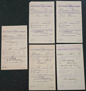 5 Great Northern Railway Co. Freight Receipt Notices, 1914-1918, Lot #3 - Picture 1 of 2