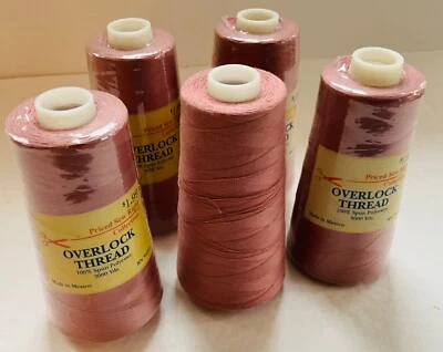 Overlock Thread 100% Spun Polyester Lot of 5 Mauve 6457 New Vintage - Image 1 of 4