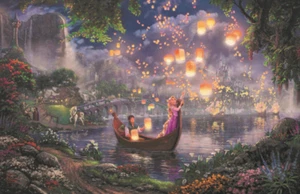 Kinkade Tangled Poster Print 11x17 Seaside Lanterns Rapunzel Flynn Disney - Picture 1 of 4
