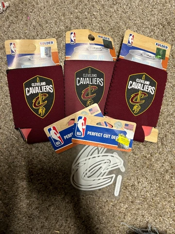 CLEVELAND CAVALIERS Lot of 3 SOFT FOAM CAN KOOZIE COOLER HOLDER with 2 Decals Cover