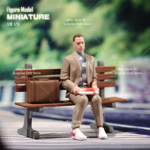 1/24 Miniaturas Figuras Tom Hanks Gump Banco Escena Muñeca Para Coches Vehículos Juguete - Imagen 1 de 6