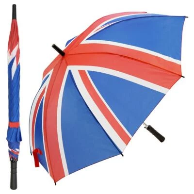 A2Z Union Jack Compact Golf Umbrella Weather Resist Compact UK Flag Stick Brolly - Image 1 of 2