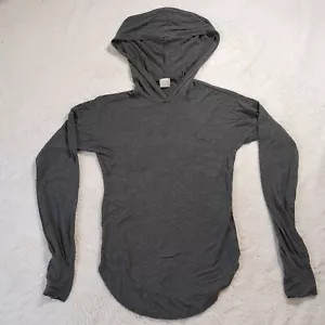 HerShe long sleeve hooded top Womens Sz S Heather Gray Thumb Sleeve Cotton Blend - Picture 1 of 6