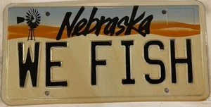 Vanity WE FISH license plate Fishing Fisherman Angler Angling Trout Fly Pole Cod - Picture 1 of 9