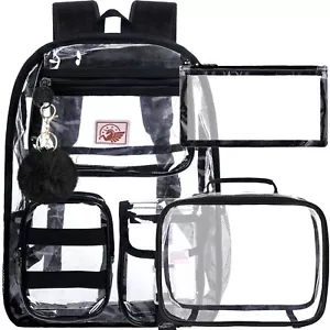 Clear Backpack Heavy Duty Transparent Bookbag for Girls Women Cute School See... - Picture 1 of 9