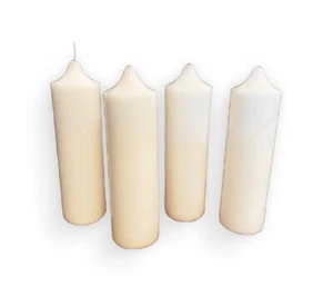 Unscented Short Cream 100% Organic Soy Wax Decorative Pillar Candles (4-pack) - Picture 1 of 4