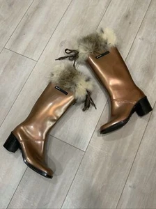 Botas de lluvia de goma Marc Jacobs COOPE con ribete de piel hechas en Italia para mujer talla 7,5 - Imagen 1 de 11