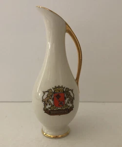 Bremen Bavaria Crested Arms Lions Gilded White Ewer Pitcher Vase - Picture 1 of 12