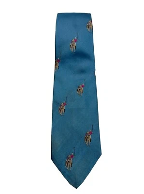Corbata de cuello POLO by Ralph Lauren vintage 100 % seda para hombre, azul, logotipo de pony exclusivo Foto 1 de 4