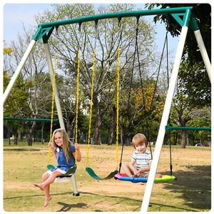 770lb Metal Swing Set Playground with Three Swing Heavy Duty Large A-Frame Stand - Picture 1 of 8
