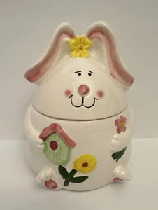  Bunny Rabbit Ceramic Jar Candy Treats Canister Storage With Lid - Picture 1 of 23