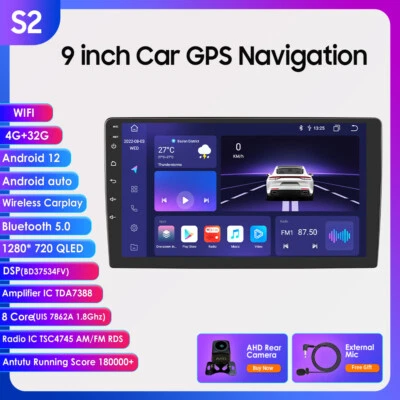 Universal Android12 9 Inch 4+32GB 2Din Car Stereo Radio Head Unit MP5 GPS+CAM - Image 1 of 4