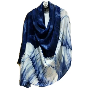 Pure 200s Cashmere Scarf Wrap Shawl Sea Painting Thin Soft Delicate 200x100cm - Picture 1 of 9