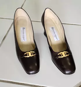 ETIENNE AIGNER LOGO BROWN HEEL PUMPS SHOES SIZE 8N - Picture 1 of 12