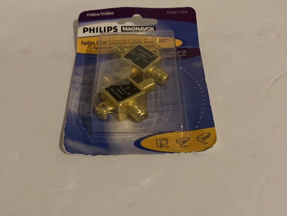Philips Magnavox PM61120  Two Way Coaxial Splitter New In Package - Image 1 of 3