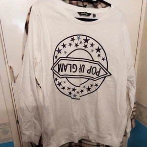 Plussize 20/22 Ulla Popken Sweatshirt In Ivory With Slogan New - Picture 1 of 6