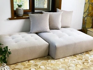 Sectional Immobile Modular Sofa Couch Customizable : Ottoman Footstool Foot Rest - Picture 1 of 15