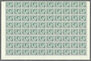 Australia 1965 QEII 3d Dull Blue-Green Helicon Paper Lower Pane 80 Stamps 8-10 - Picture 1 of 1