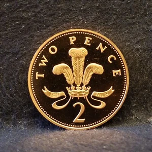 1987 Great Britain 2 pence, Prince of Wales, GEM red proof, KM-936 (GB2) - Picture 1 of 4