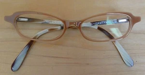 Cat Eye Eyeglass Frames Nerd Nerdy Small Child Size Plastic Beige Halloween - Picture 1 of 12