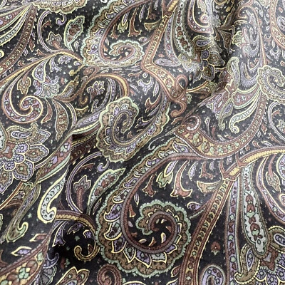 Cotton Fabric - Black & Purple Paisley Print - Craft Dress Fabric Material - Image 1 of 4