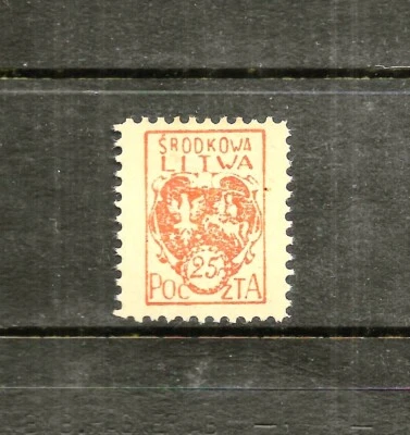 1920-22 Central Lithuania, Srodkowa Litwa, 25 F, MNH, No Gum, SCOTT # 6 - Image 1 of 2