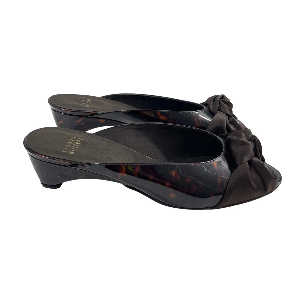 Stuart Weitzman Tortoise Shell Wedge Mules with Bow Women's Size 9M - Image 1 of 4