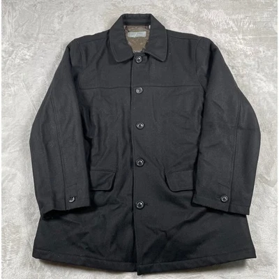 Abrigo clásico para hombre Joseph Abboud Outerwear negro mezcla de lana botón frontal L/G Foto 1 de 4